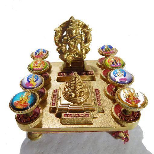 Brass Ashtalaxmi Shri Yantra Chowki