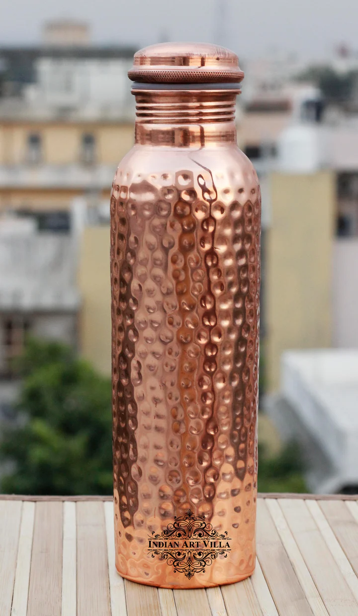 Pure Copper Hammered Design Water Bottle,Health Benefits, Drinkware – 300ml