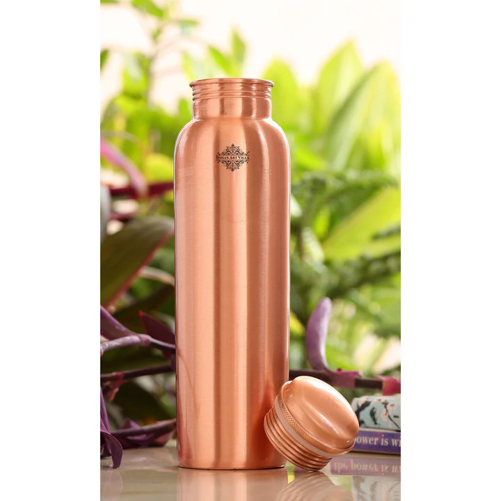 Pure Copper Matt Finish Laquer Coated Water Bottle, Health Benefits, Drinkware  – 300ml