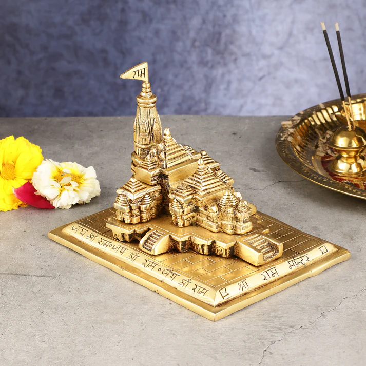 Brass Superfine Ayodhya Shri Ram Mandir Statue – 5 Inch